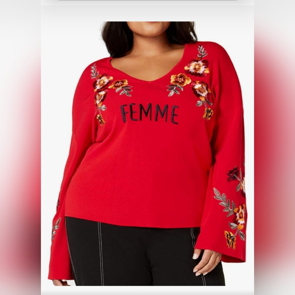 I-N-C FEMME Exquisite Details Bell-Sleeve 2x Top- NWT